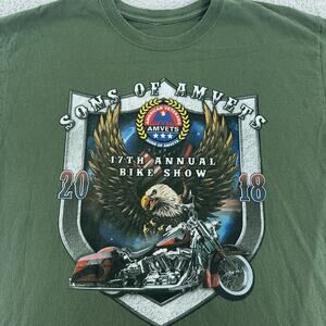 Sons of AMVETS Shirt Mens Large 2018 Bike Show Eagle Motorcycle Veteran Tee